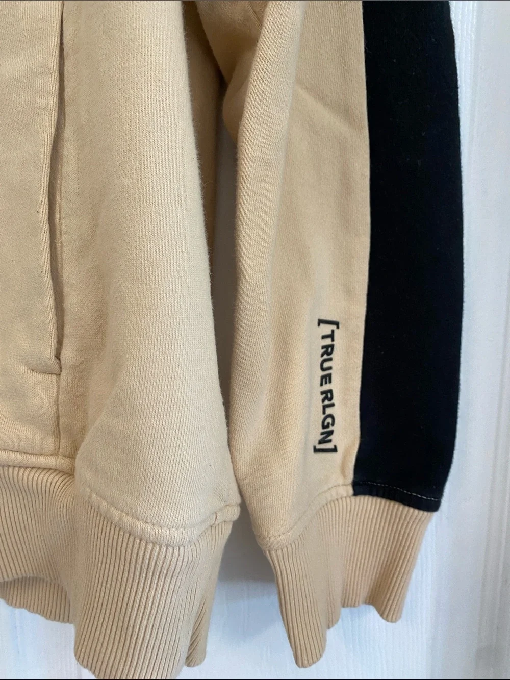 True Religion Two-Tone Black and Beige Hoodie